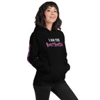 I Am the Shitshow women’s front print pink on black hoodie from Infidel Collective