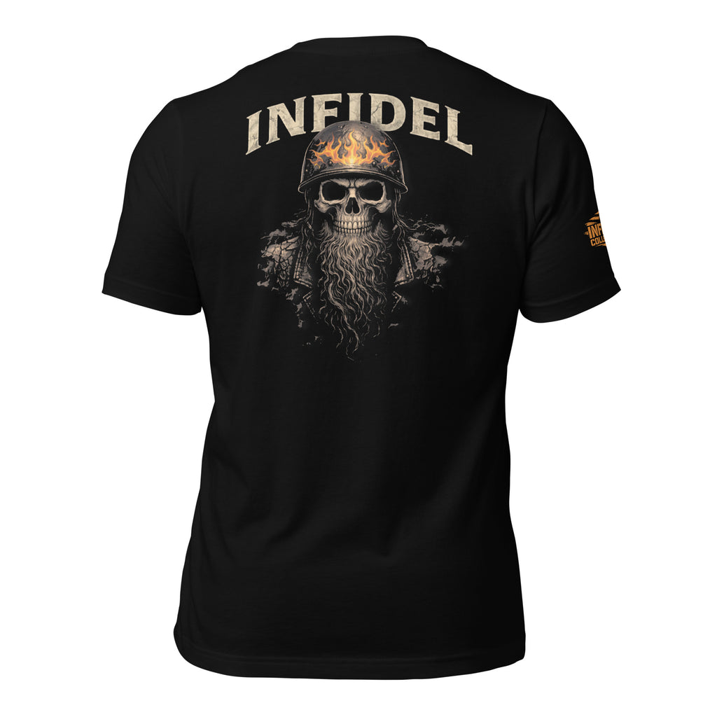 Infidel Biker Skull back print black tee from Infidel Collective