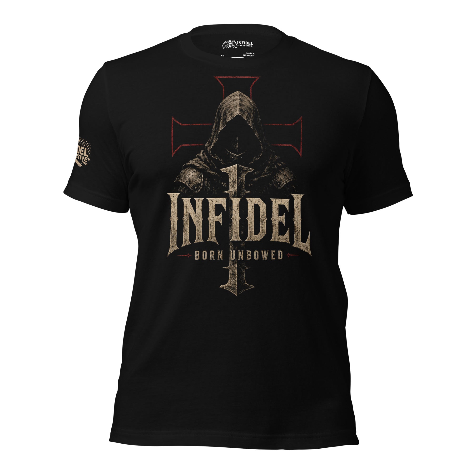 Infidel Fear None hooded reaper graphic black tee from Infidel Collective