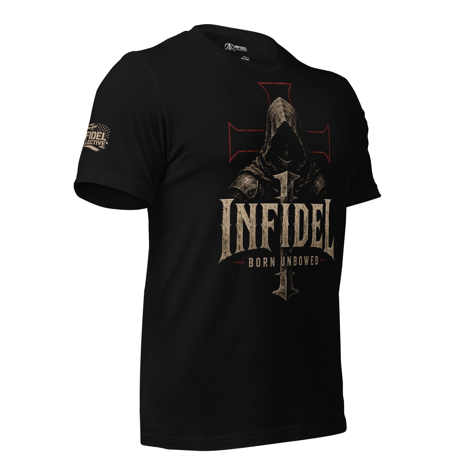 Infidel Fear None hooded reaper graphic black tee from Infidel Collective