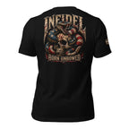 Born Unbowed Infidel American flag snake wrapped around skull back print black tee