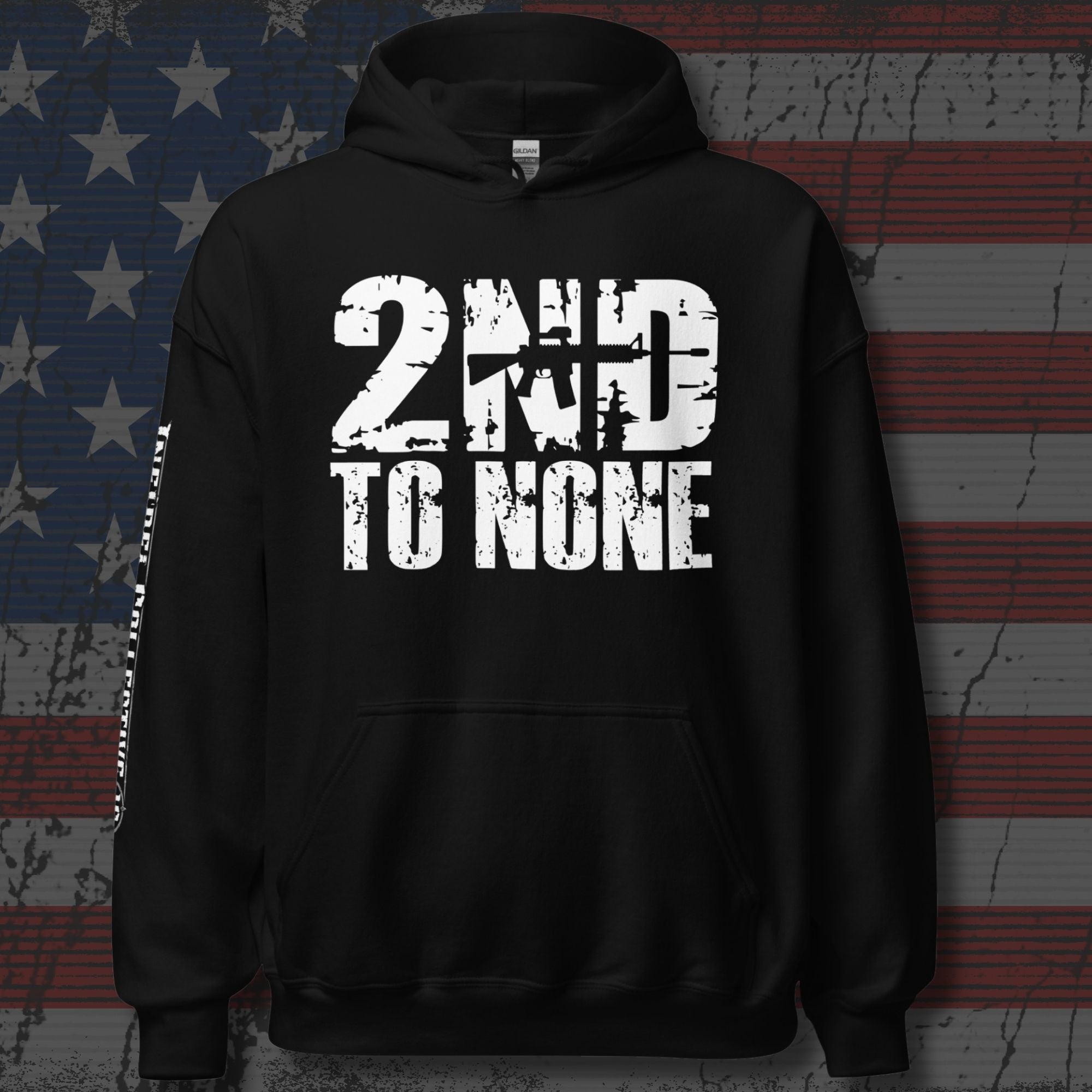 2nd to None Second Amendment front print black hoodie from Infidel Collective