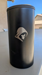 Black Infidel Collective 4-in-1 can cooler with laser-engraved reaper icon