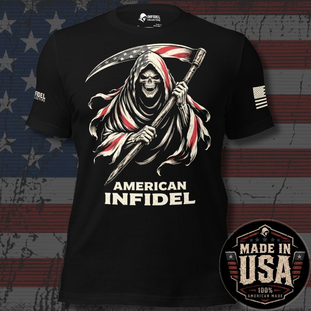 USA Made American Infidel Red White Blue Reaper Tee