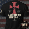USA Made Deus Vult American Infidel back print black tee from Infidel Collective