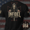 USA Made Death Mask Infidel Last to Kneel Back Print Tee