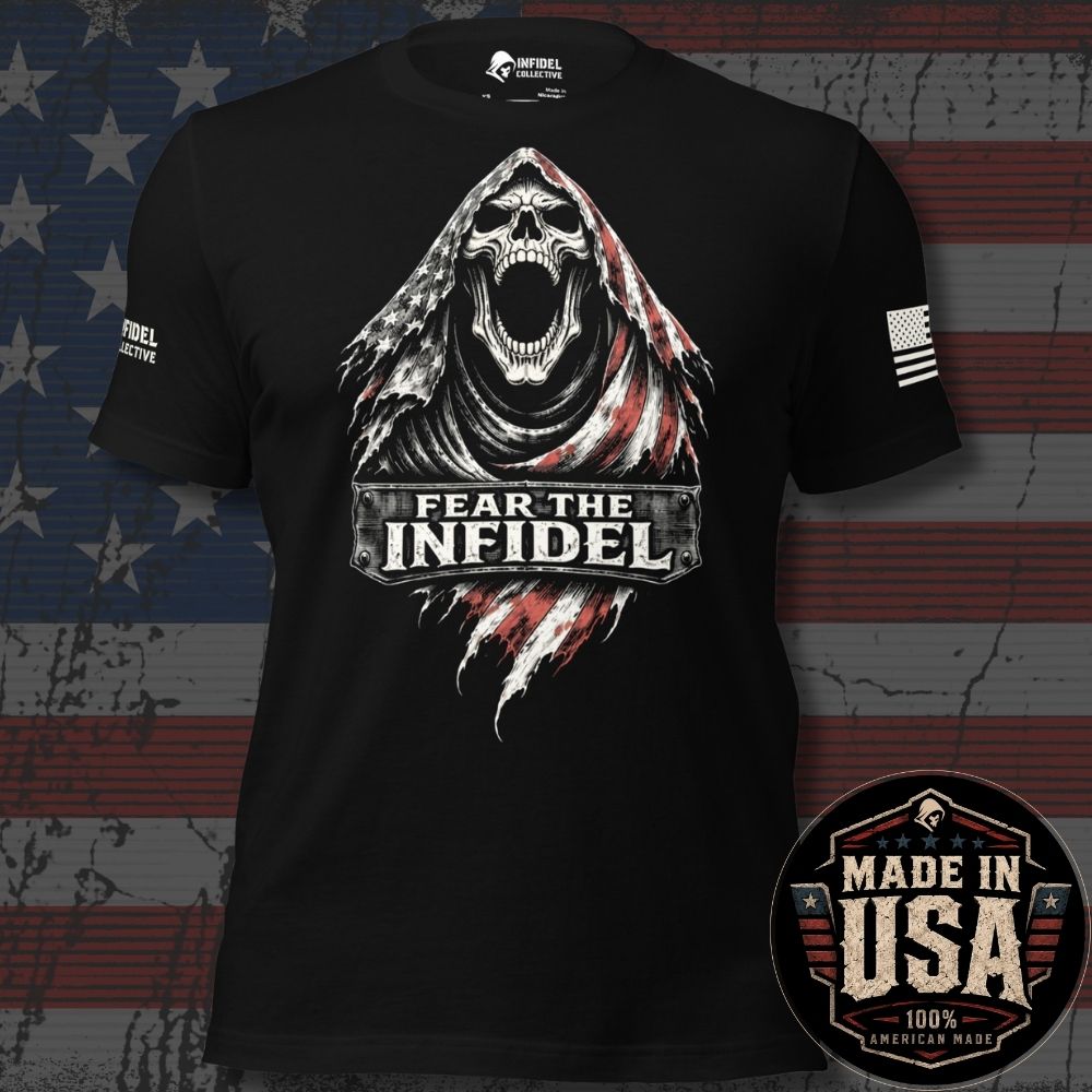 USA Made Fear the Patriot Red Streak Reaper Tee
