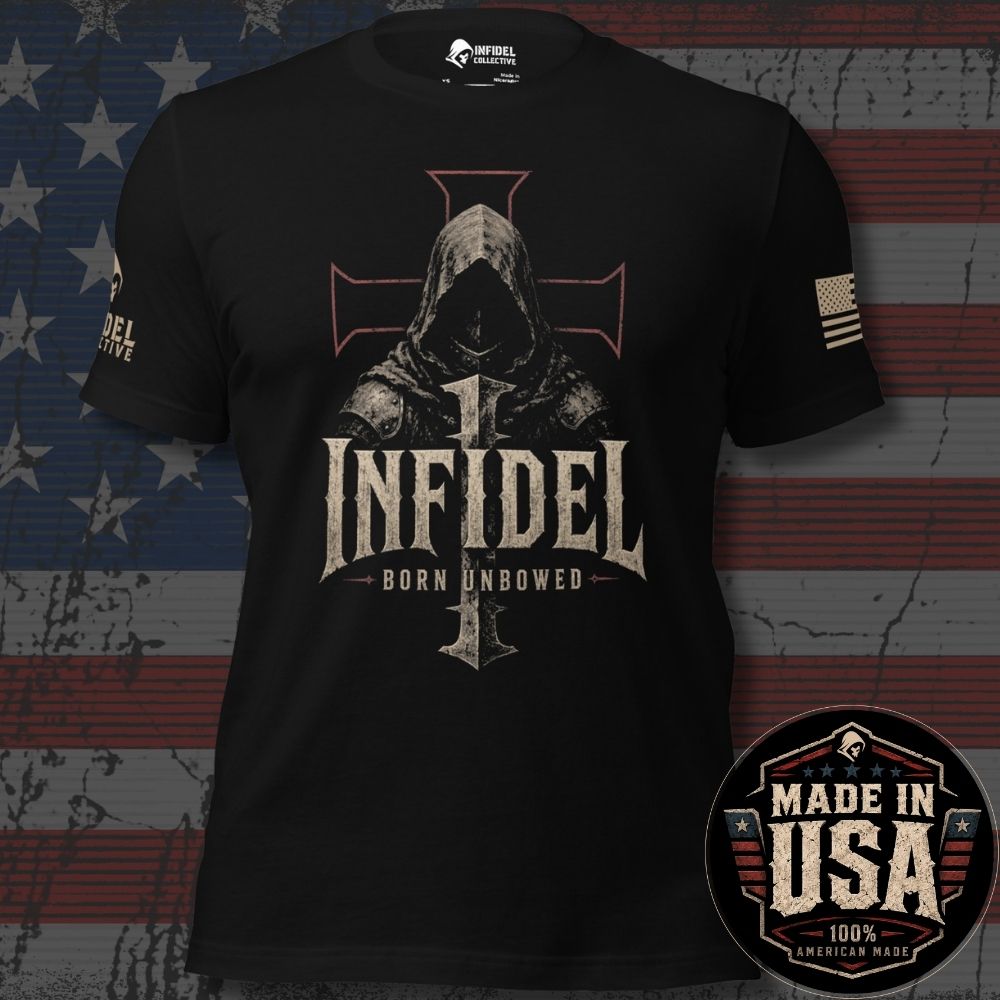 USA Made Infidel Born Unbowed Hooded Knight Tee