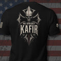 Infidel Collective black back-print tee with skull, pointed cross, and “NO APOLOGY KAFIR” graphic