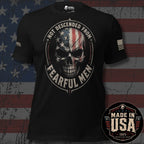 USA Made Not Descended from Fearful Men Skull black tee from Infidel Collective