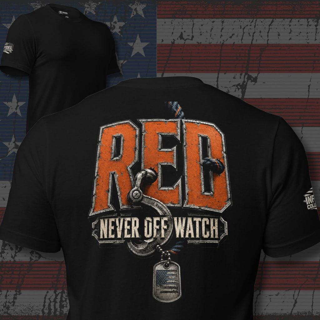 RED Coast Guard Never Off Watch Tee