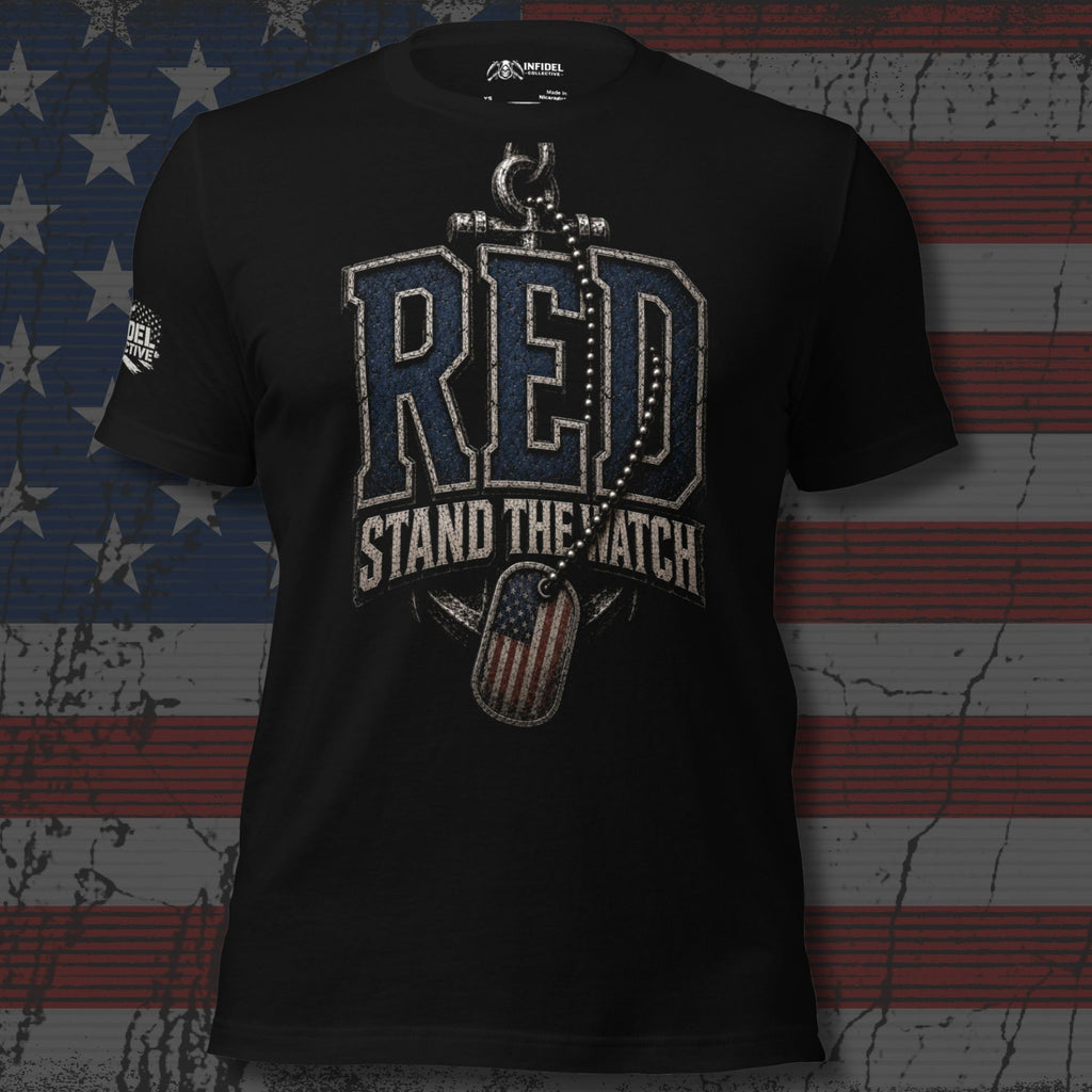 RED Navy Stand the Watch Tee