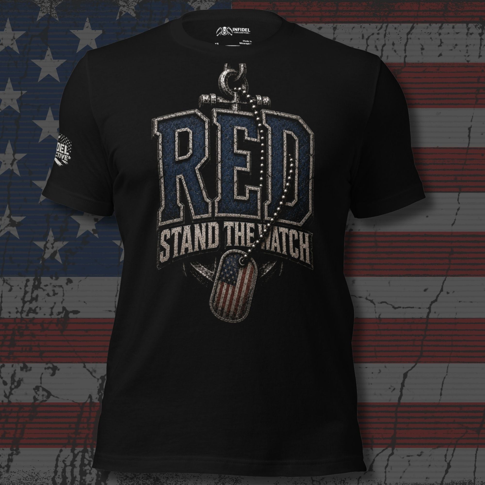 RED Navy Stand the Watch Tee