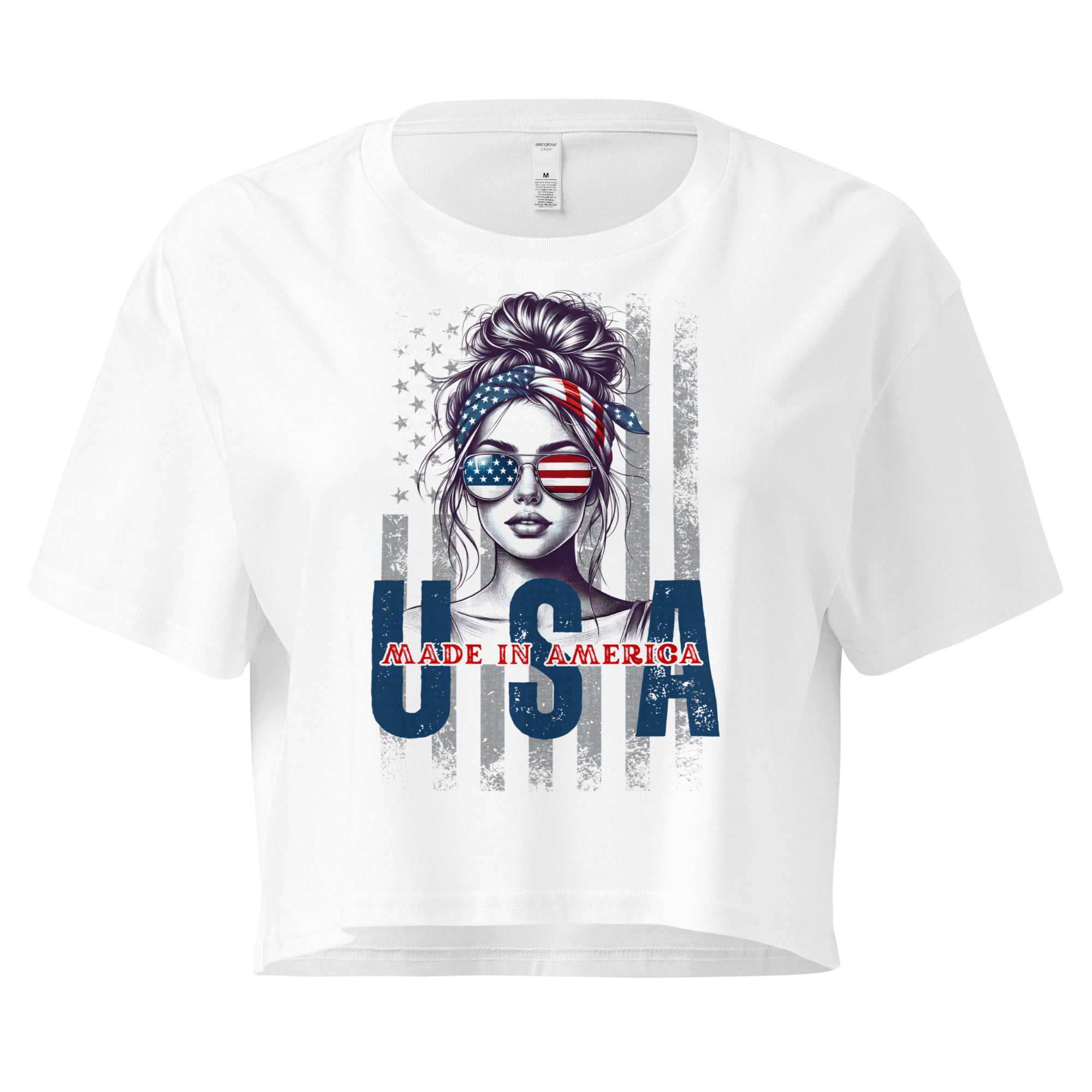 Crop Top Patriotic Crop Top – Made in America USA Girl White Fourth of July Shirt Infidel Collective