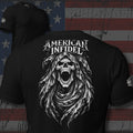 American Infidel screaming hooded reaper design back print black tee from Infidel Collective