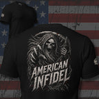 American Infidel Reaper Wings back print black tee from Infidel Collective