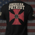 American Patriot 2 Timothy 1:7 Cross Back Print Tee, black tee, back view