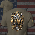 Green t-shirt with 'ARMY' Bold Star back print green tee from Infidel Collective