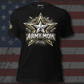 Army Mom gold star badge design front print black tee from Infidel Collective