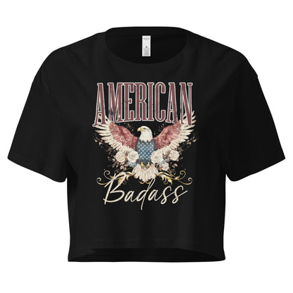Crop Top Patriotic Crop Top – American Badass Black Fourth of July Shirt Women Infidel Collective
