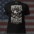 Fearless by Creed Infidel rattlesnake coiled around a skull design front print black tee from Infidel Collective