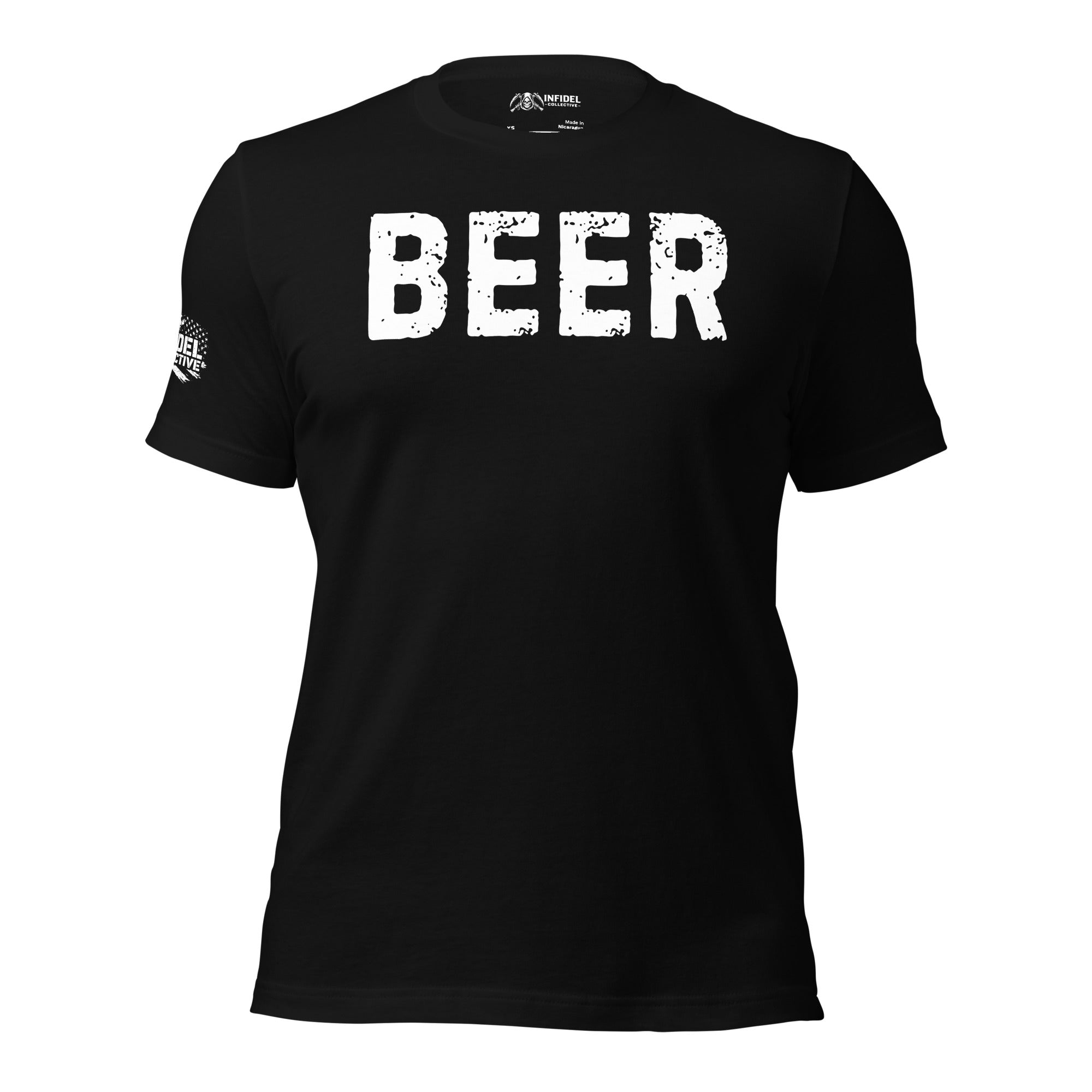 Black front-and-back tee featuring Beer on the front and a humorous beer definition graphic on the back