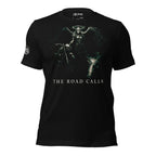 Biker’s Angel Calls winged angel road call graphic black tee from Infidel Collective