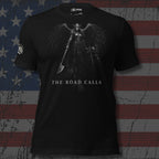 Biker’s Valkyrie Calls winged Valkyrie road call graphic black tee from Infidel Collective