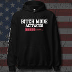 Bitch Mode Activated women’s front print black hoodie from Infidel Collective