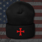 Crimson Iron Cross Beanie