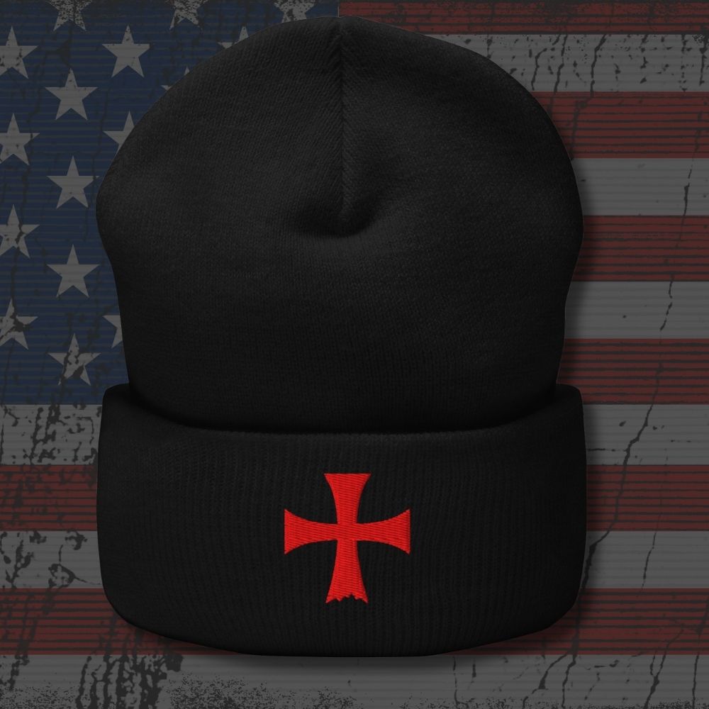 Crimson Iron Cross Beanie