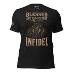 Blessed Are the Defiant Infidel front graphic black tee from Infidel Collective
