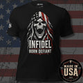 USA Made Born Defiant Flag Reaper Tee