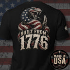 USA Made Built from 1776 Flag Rattlesnake Back Print Tee