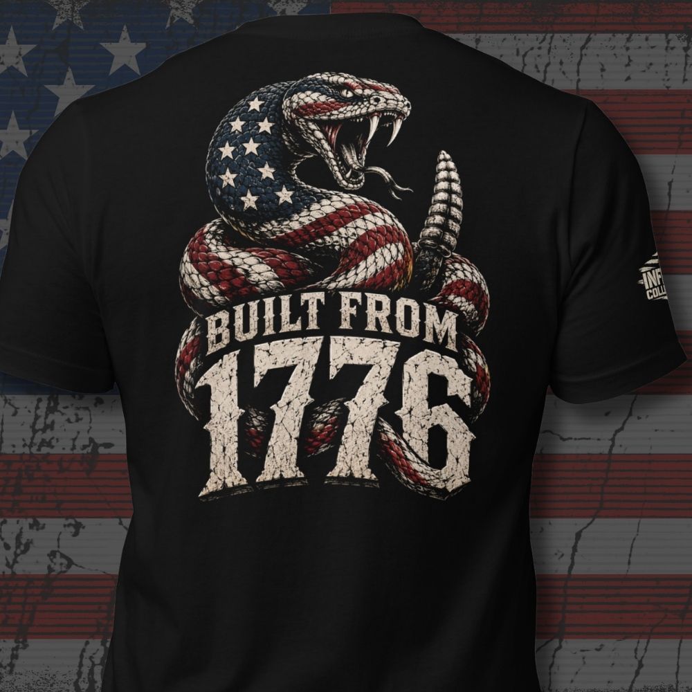 Heavyweight Built from 1776 Flag Rattlesnake Back Print Tee