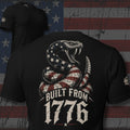 Built from 1776 USA-pattern rattlesnake design back print black tee from Infidel Collective