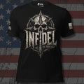 Called from All Directions Road Compass Tee, black tee, front view
