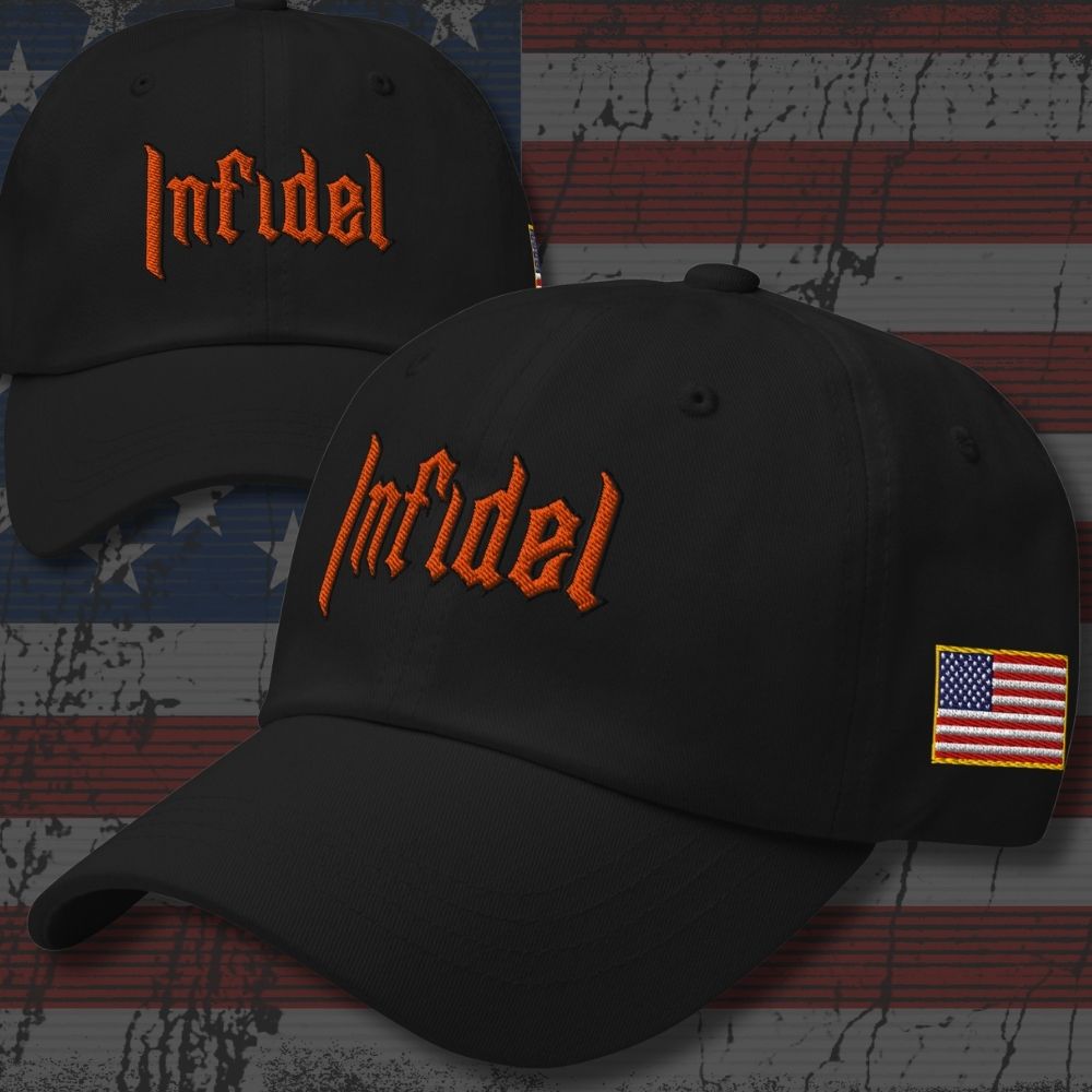 INFIDEL Orange Stitch Dad hat embroidered headwear by Infidel Collective