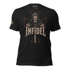 Infidel hooded knight front print black tee from Infidel Collective