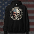 Pullover hoodie featuring the Descendant of the Unruled Patriotic Skull graphic, featured product view