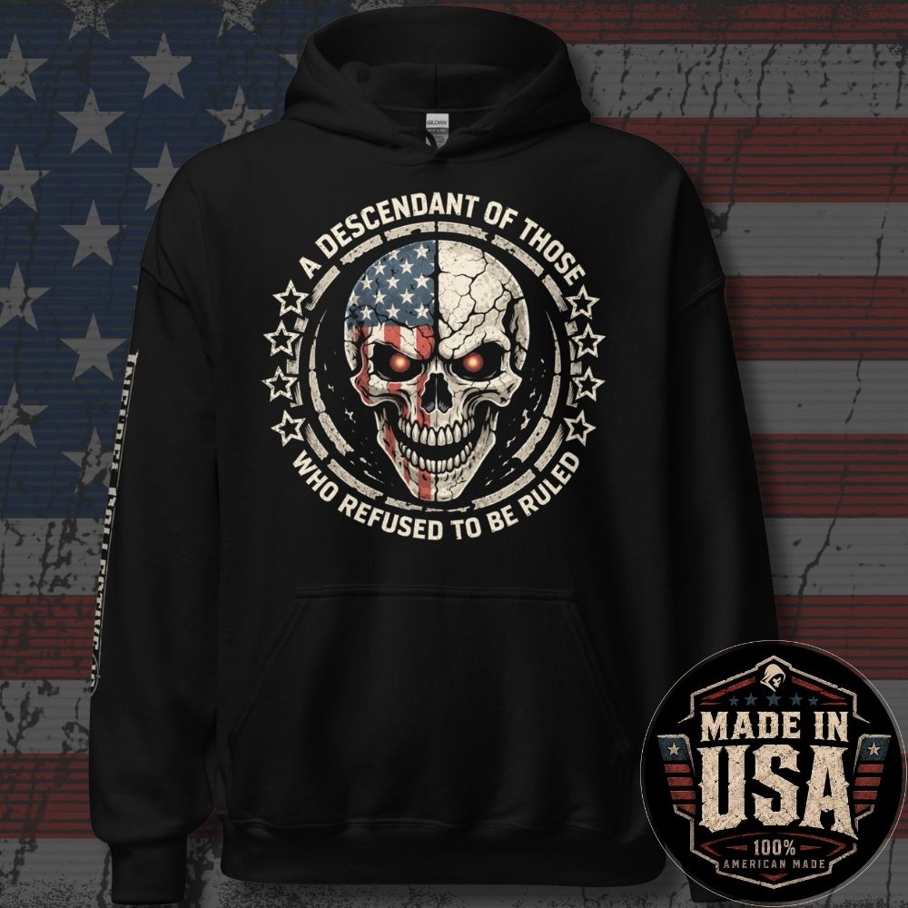 USA Made Descendant of the Unruled Patriotic Skull Hoodie