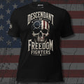 Freedom Fighters American flag skull design back print black tee from Infidel Collective