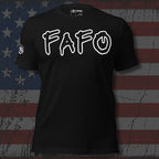 Black tee featuring FAFO in white graffiti-style lettering