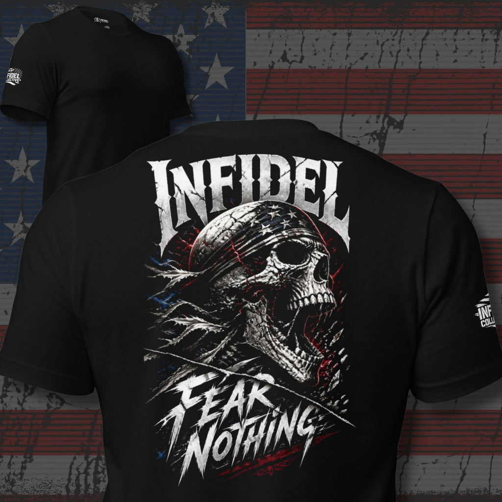 Fear Nothing Infidel back print black tee from Infidel Collective
