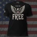Fear the Free eagle shield front print black tee from Infidel Collective