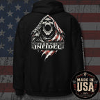 USA Made Fear the Infidel American Reaper Back Print Hoodie