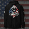 Fear the Infidel Red Streak Reaper back-print hoodie in black