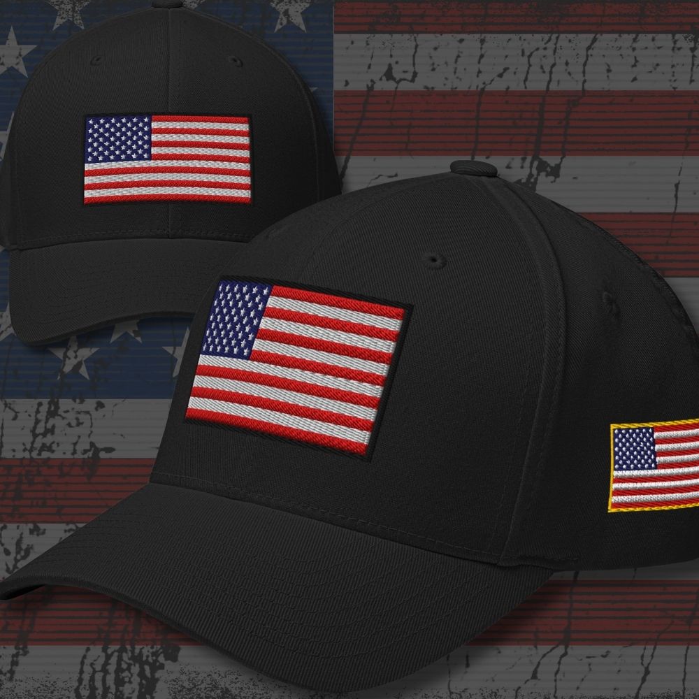 Old Glory American Flag Flexfit Hat embroidered headwear by Infidel Collective