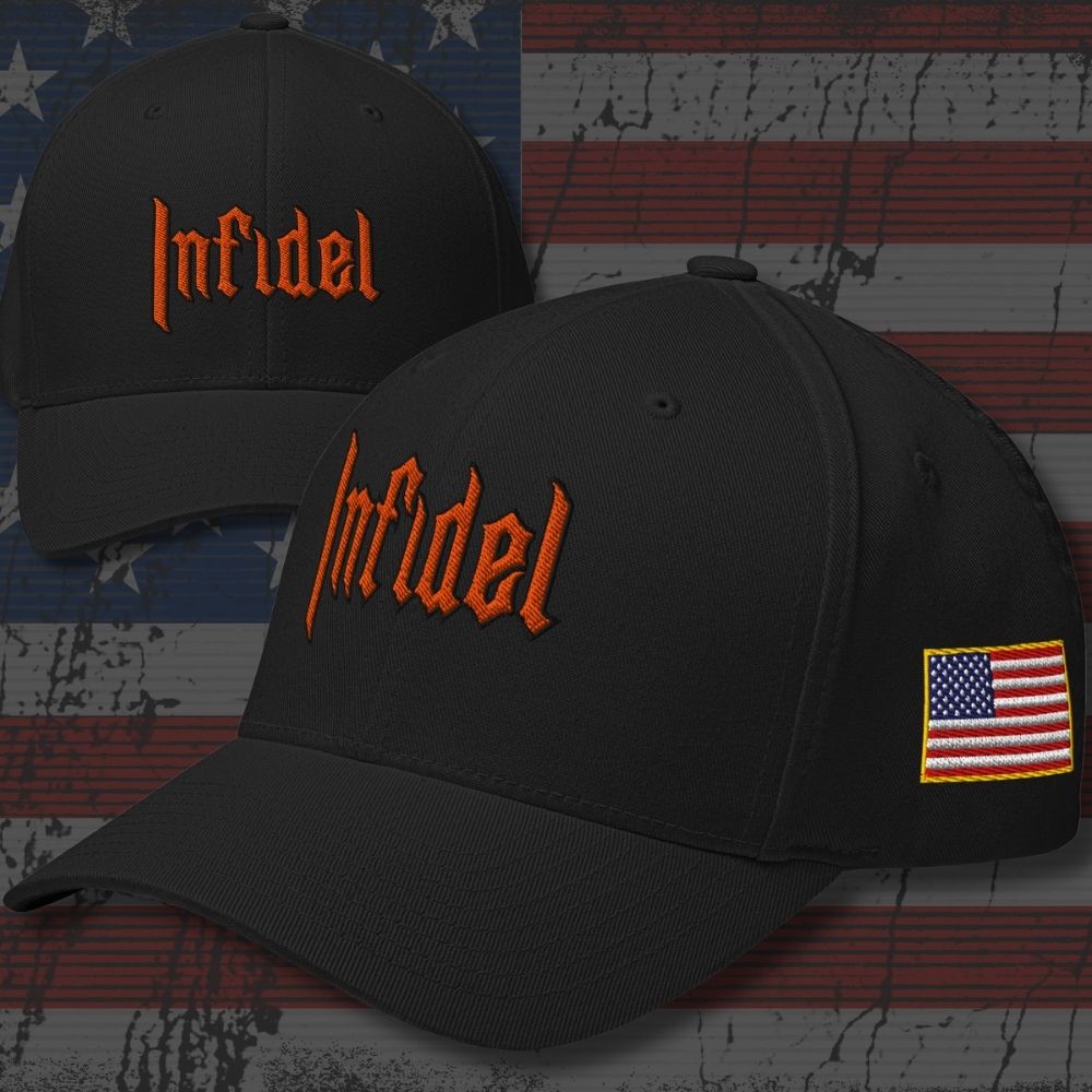 INFIDEL Orange Stitch embroidered headwear by Infidel Collective