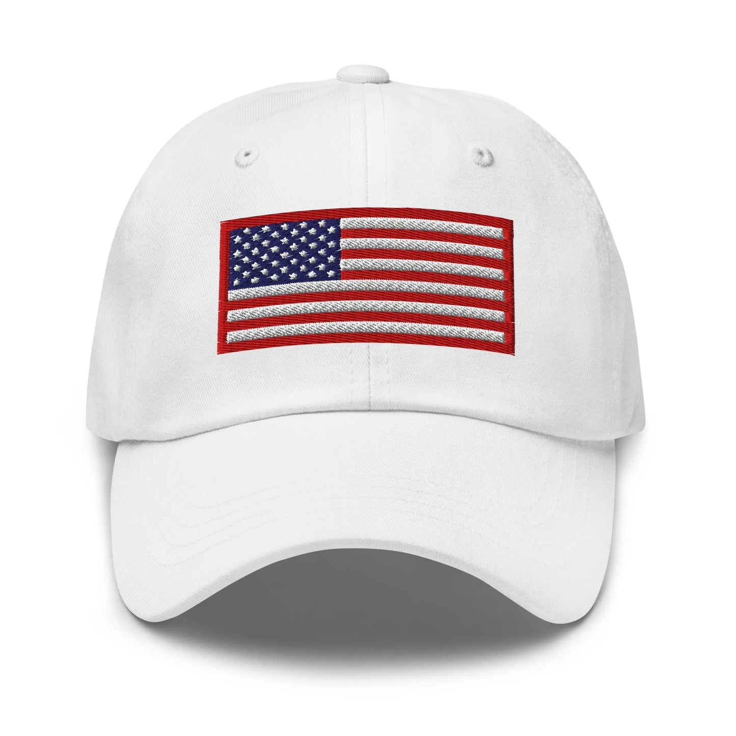 Hats White Custom Ball Cap with Red White & Blue USA Flag Embroidered Hat Infidel Collective